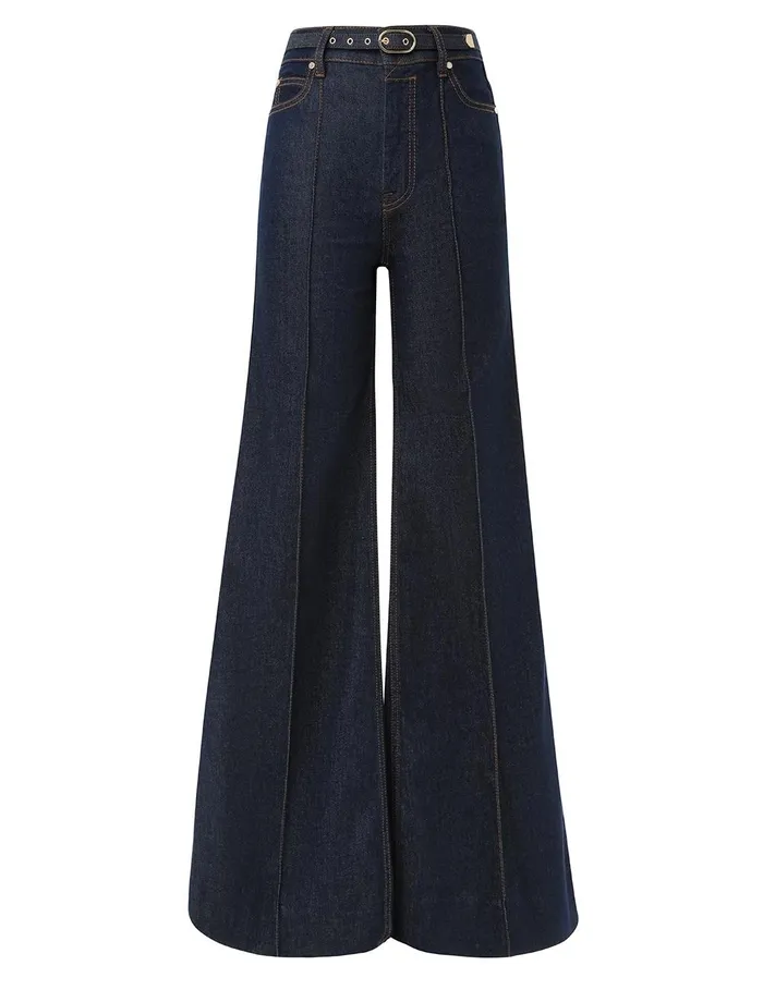 Women Clothing Zimmermann Illustration Wide Leg Jean Ink