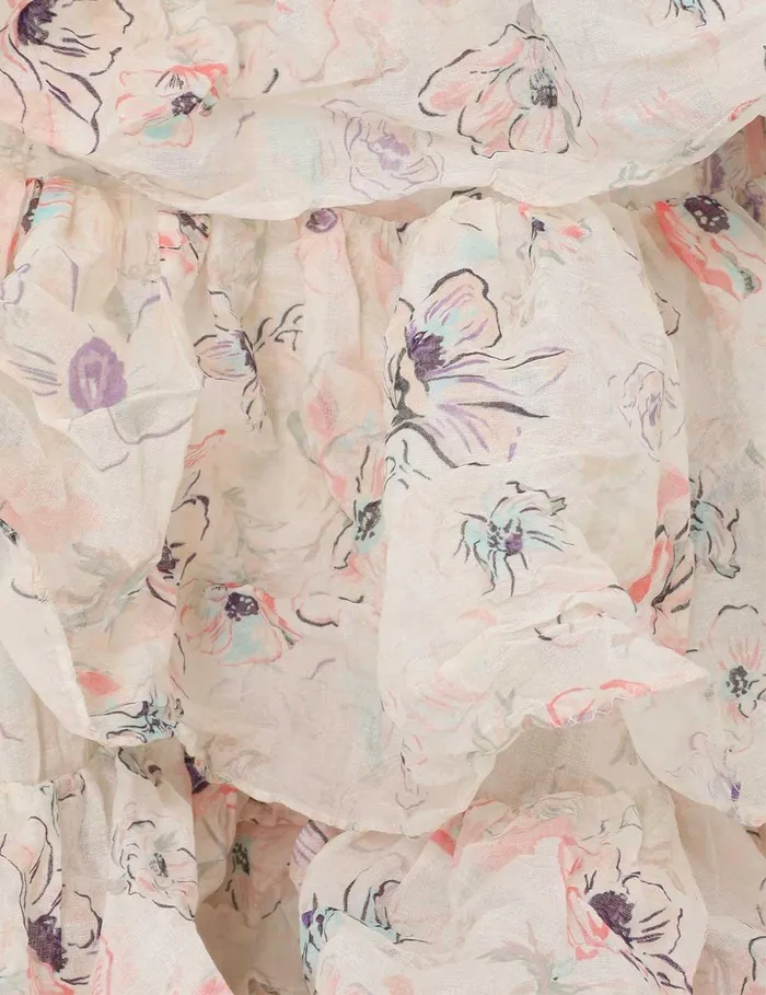 Women Dresses and Coverups Zimmermann Halliday Tiered Ruffle Gown Ivory Watercolour Floral