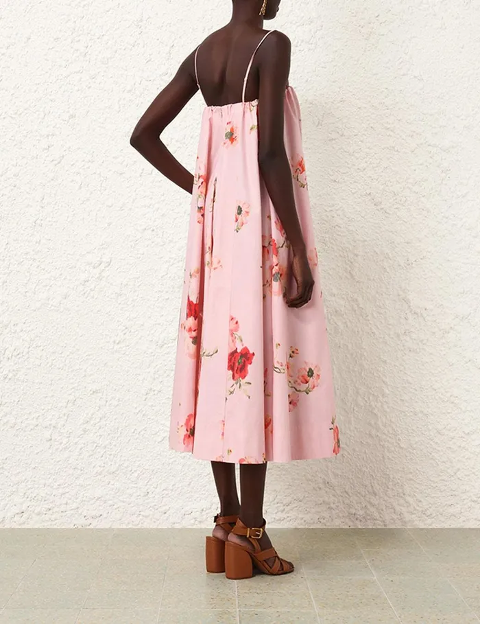 Women Dresses and Coverups Zimmermann Lightburst Puff Midi Dress Red Floral