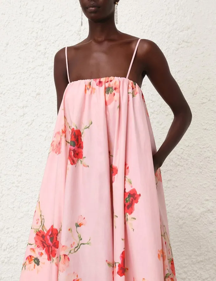 Women Dresses and Coverups Zimmermann Lightburst Puff Midi Dress Red Floral