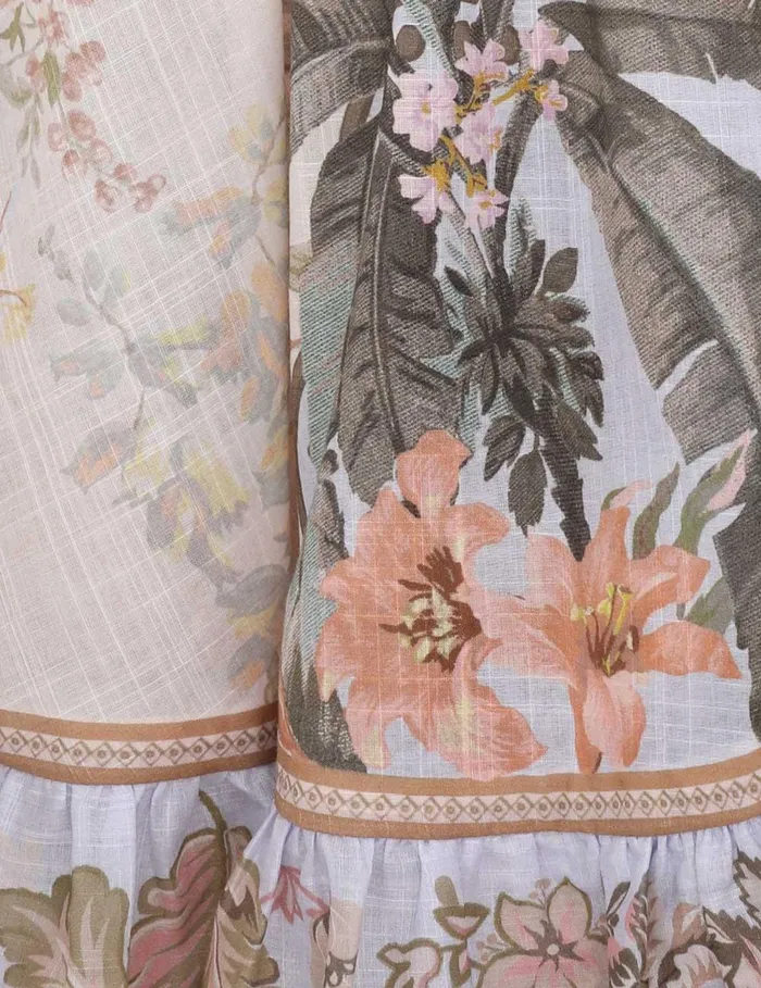 Women Dresses and Coverups Zimmermann Wylie Mini Wrap Frill Dress Blue Floral