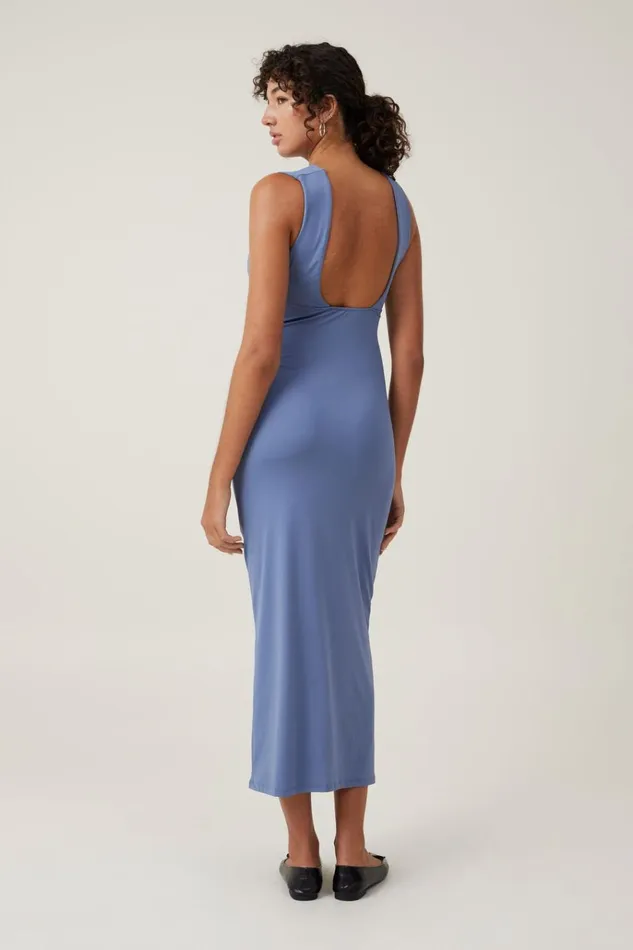 Women Dresses Cotton On Low Back Luxe Maxi Dress Elemental Blue