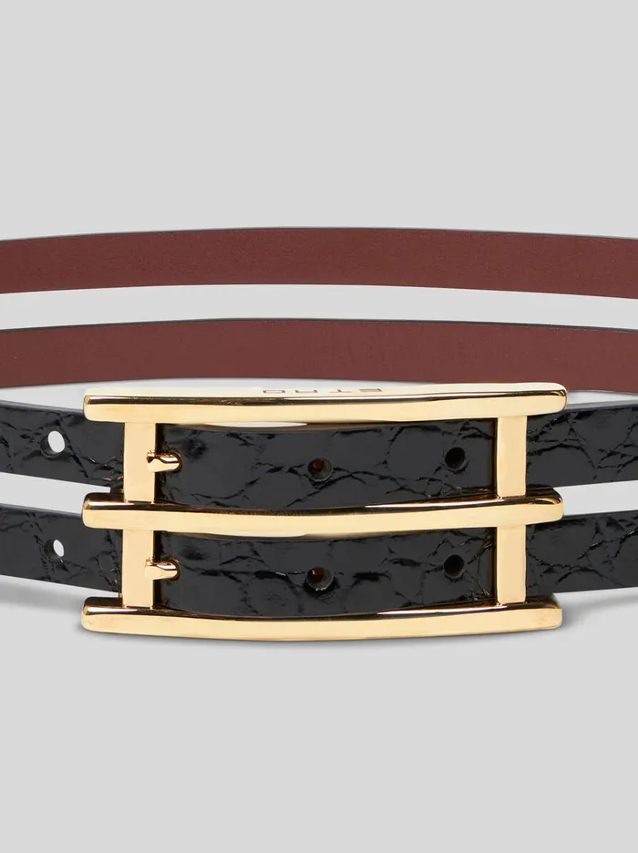 Women Etro Belts Reversible Belt Black Women Etro Belts Reversible Belt Black