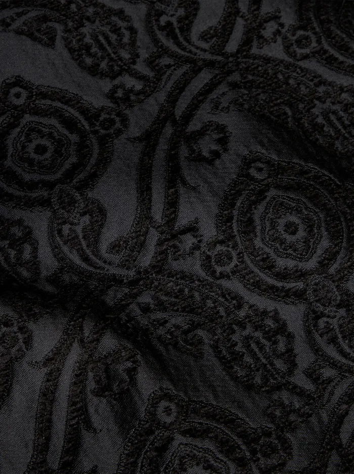 Women Etro Coats And Outerwear Chenille Jacquard Coat With Belt Black Women Etro Coats And Outerwear Chenille Jacquard Coat With Belt Black