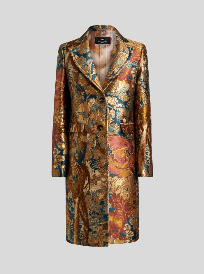 Women Etro Coats And Outerwear Jacquard Coat Multicolour