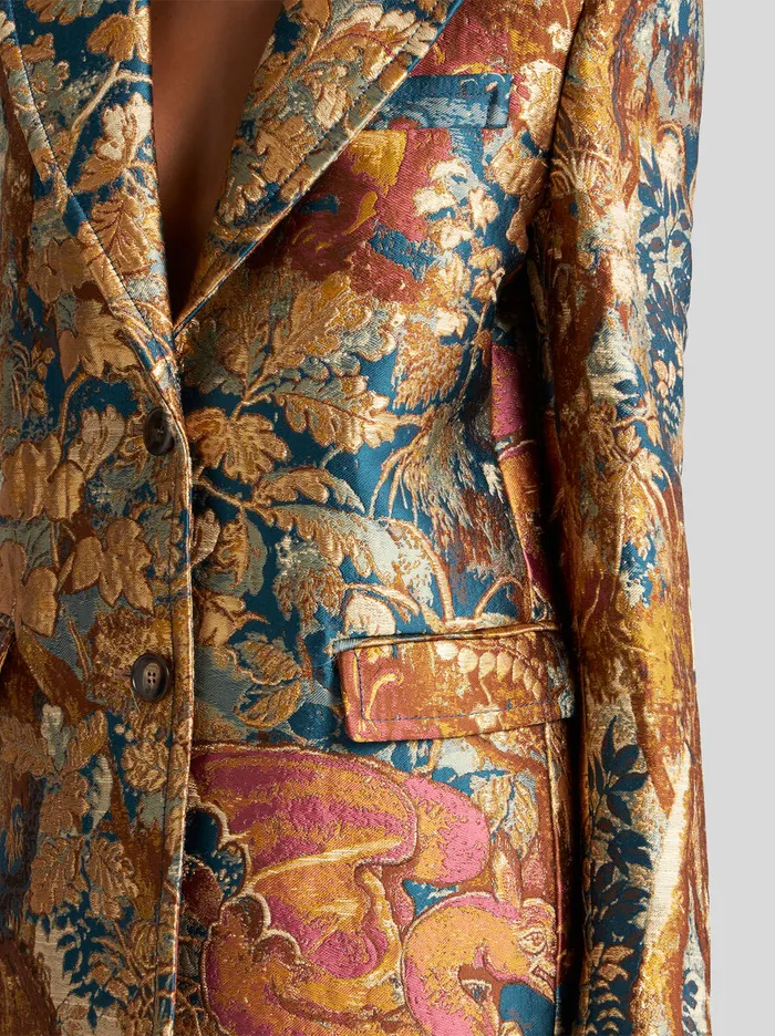 Women Etro Coats And Outerwear Jacquard Coat Multicolour Women Etro Coats And Outerwear Jacquard Coat Multicolour