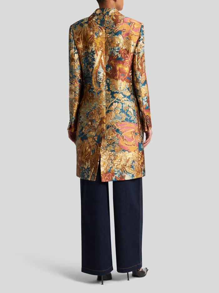 Women Etro Coats And Outerwear Jacquard Coat Multicolour Women Etro Coats And Outerwear Jacquard Coat Multicolour