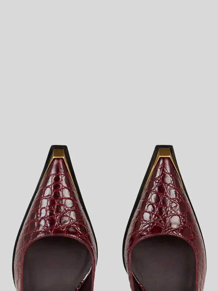 Women Etro Court Shoes Printed Leather Slingbacks Burgundy Women Etro Court Shoes Printed Leather Slingbacks Burgundy