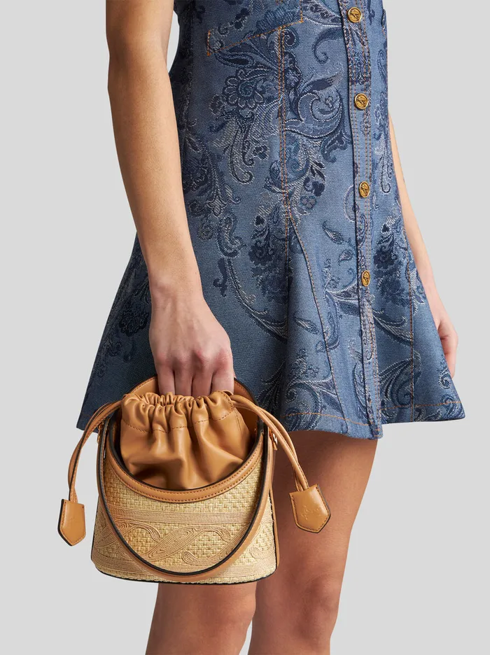Women Etro Cross Body Bags Small Raffia Saturno Bag Beige Women Etro Cross Body Bags Small Raffia Saturno Bag Beige