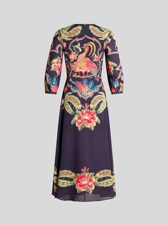 Women Etro Dresses Crepe De Chine Dress With Print Navy Blue Women Etro Dresses Crepe De Chine Dress With Print Navy Blue