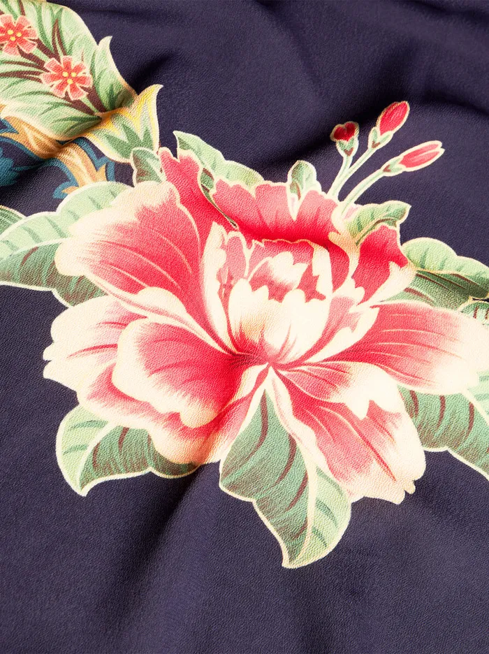 Women Etro Dresses Crepe De Chine Dress With Print Navy Blue Women Etro Dresses Crepe De Chine Dress With Print Navy Blue