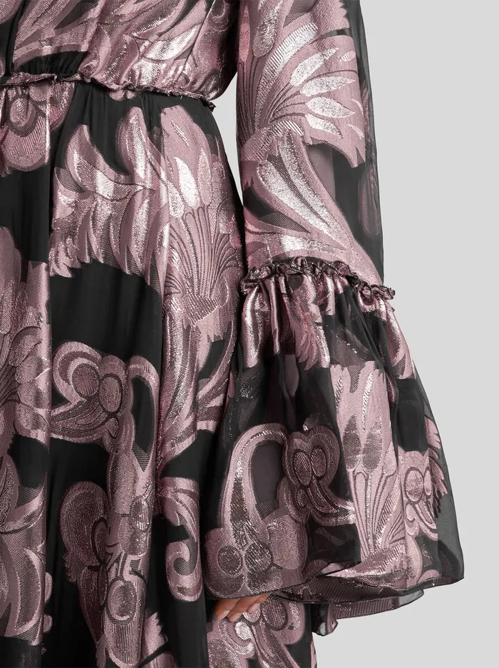 Women Etro Dresses Long Fil Coup Dress Pink Women Etro Dresses Long Fil Coup Dress Pink
