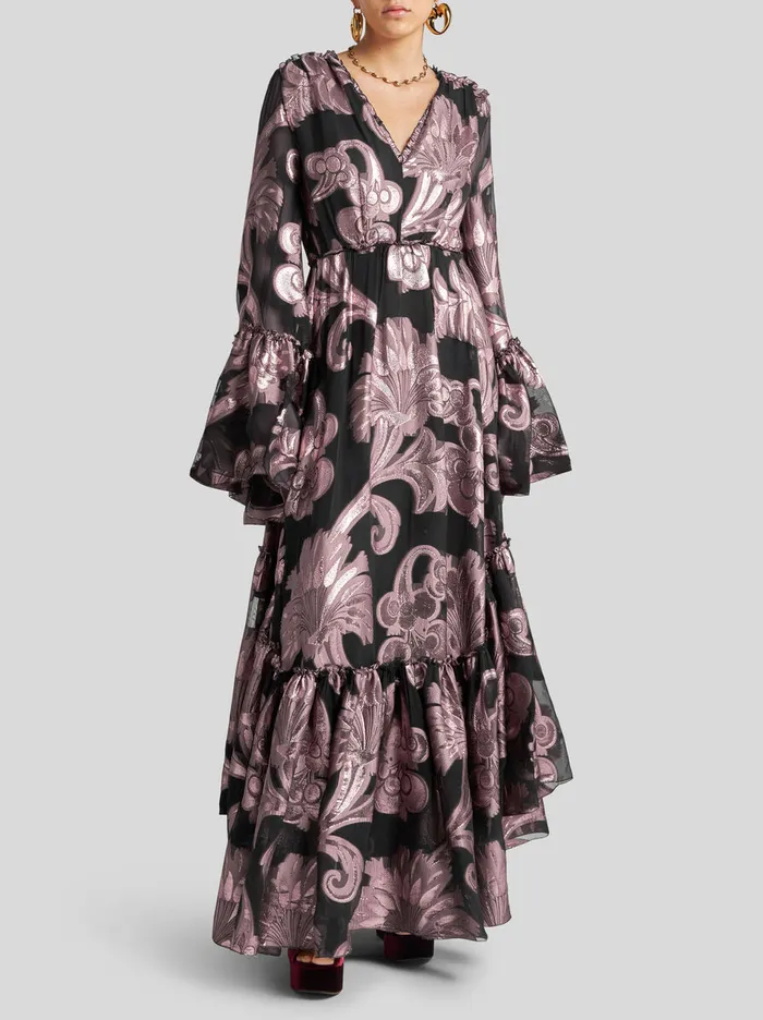 Women Etro Dresses Long Fil Coup Dress Pink Women Etro Dresses Long Fil Coup Dress Pink