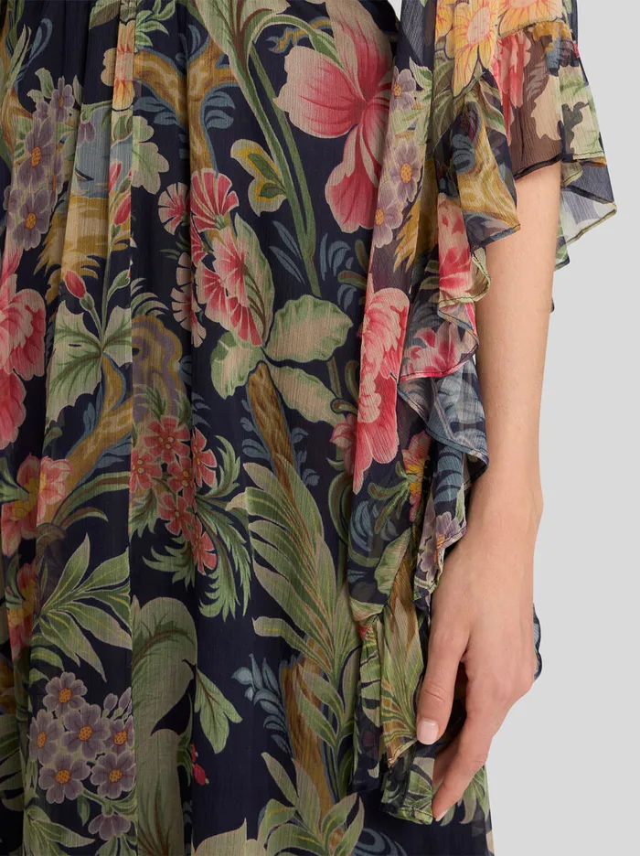 Women Etro Dresses Long Printed Silk Dress Navy Blue Women Etro Dresses Long Printed Silk Dress Navy Blue