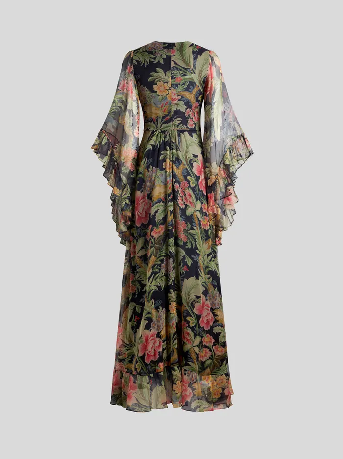 Women Etro Dresses Long Printed Silk Dress Navy Blue Women Etro Dresses Long Printed Silk Dress Navy Blue