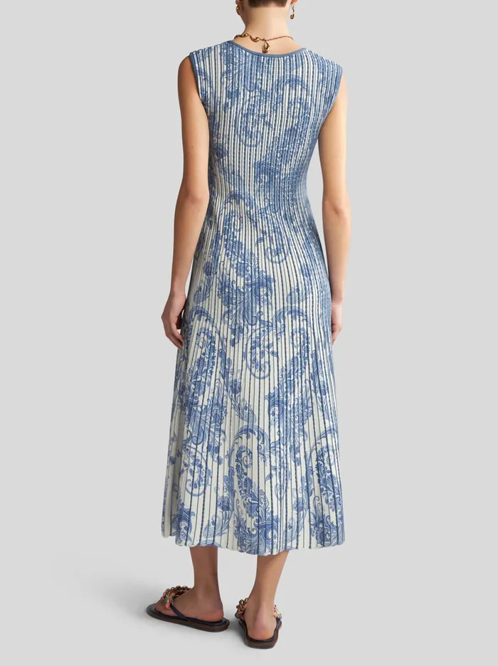 Women Etro Dresses Printed Knit Midi Dress Light Blue Women Etro Dresses Printed Knit Midi Dress Light Blue