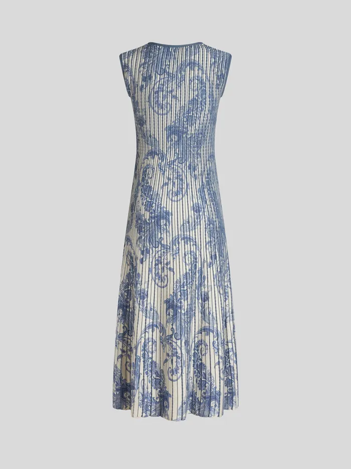 Women Etro Dresses Printed Knit Midi Dress Light Blue Women Etro Dresses Printed Knit Midi Dress Light Blue