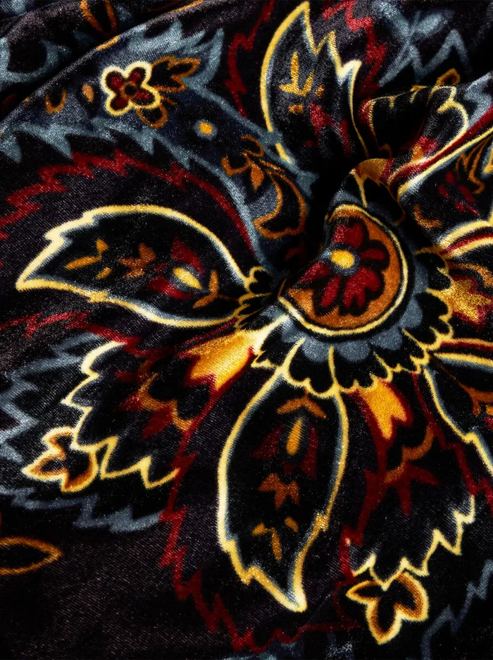 Women Etro Dresses Printed Velvet Dress Black Women Etro Dresses Printed Velvet Dress Black