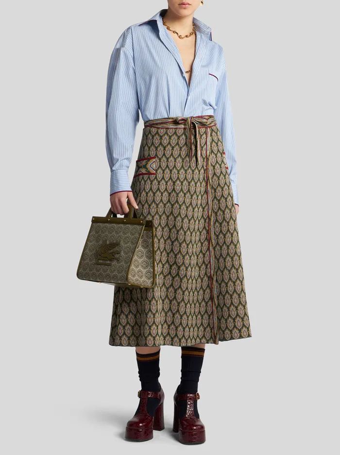 Women Etro Knitwear Knit Jacquard Skirt Green Women Etro Knitwear Knit Jacquard Skirt Green