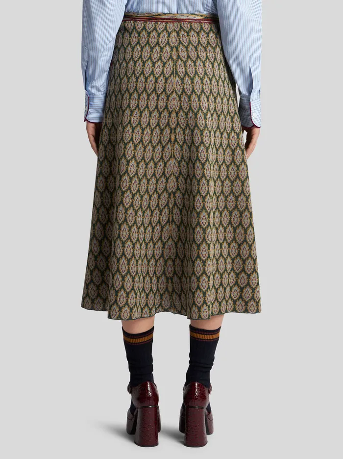 Women Etro Knitwear Knit Jacquard Skirt Green Women Etro Knitwear Knit Jacquard Skirt Green