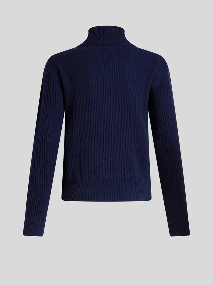 Women Etro Knitwear Wool And Cashmere Turtleneck Sweater Navy Blue Women Etro Knitwear Wool And Cashmere Turtleneck Sweater Navy Blue