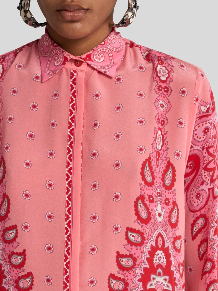Women Etro Shirts And Blouses Floral Medallion And Paisley Shirt Pink Women Etro Shirts And Blouses Floral Medallion And Paisley Shirt Pink