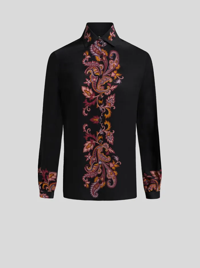 Women Etro Shirts And Blouses Printed Silk Shirt Black