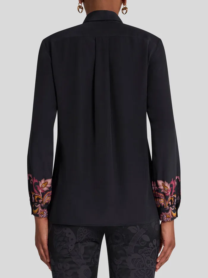 Women Etro Shirts And Blouses Printed Silk Shirt Black Women Etro Shirts And Blouses Printed Silk Shirt Black