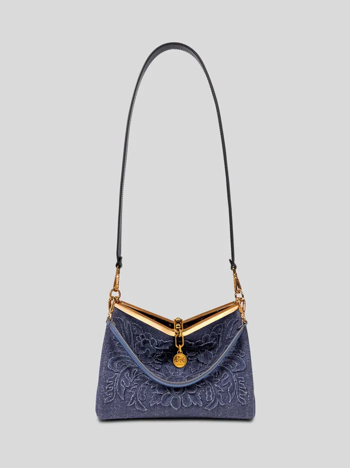 Women Etro Shoulder Bags Medium Wool Vela Bag Navy Blue Women Etro Shoulder Bags Medium Wool Vela Bag Navy Blue