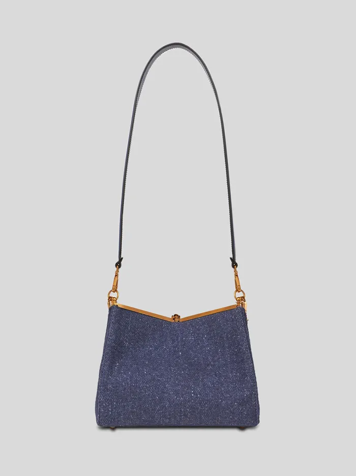 Women Etro Shoulder Bags Medium Wool Vela Bag Navy Blue Women Etro Shoulder Bags Medium Wool Vela Bag Navy Blue
