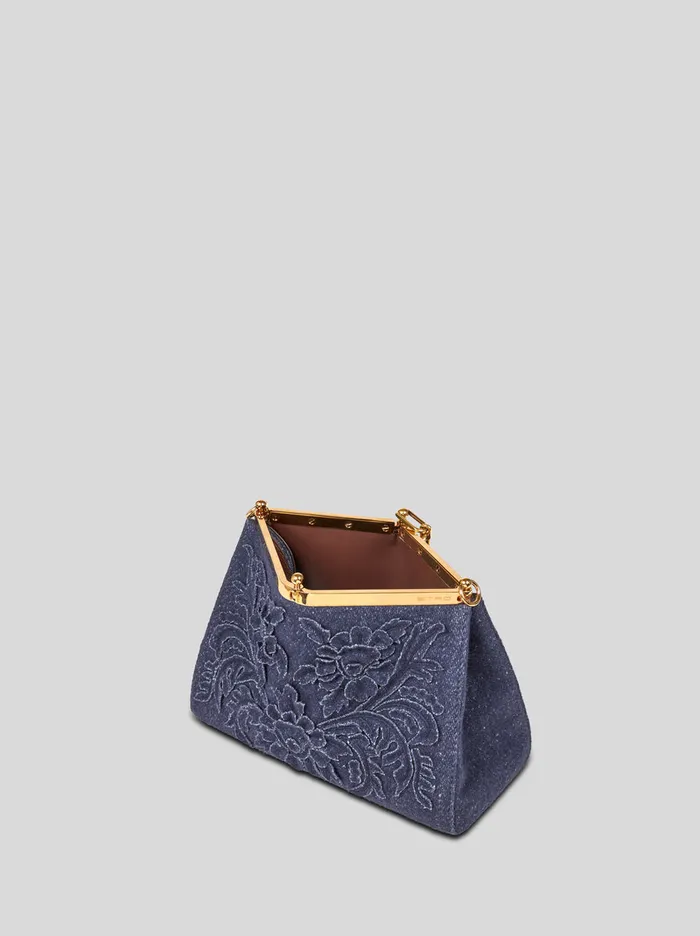 Women Etro Shoulder Bags Medium Wool Vela Bag Navy Blue Women Etro Shoulder Bags Medium Wool Vela Bag Navy Blue