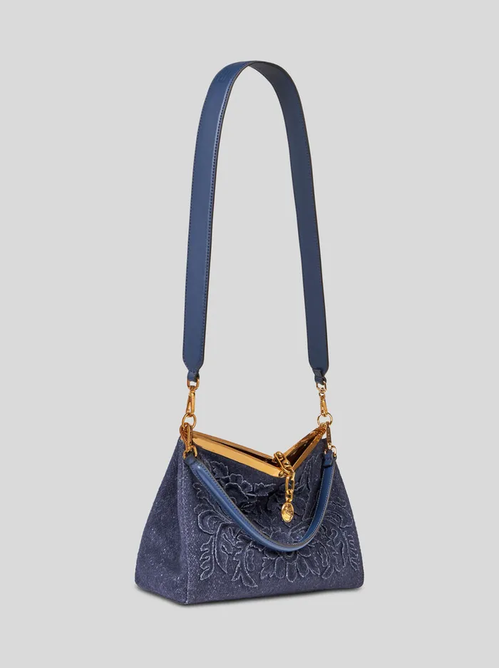 Women Etro Shoulder Bags Medium Wool Vela Bag Navy Blue Women Etro Shoulder Bags Medium Wool Vela Bag Navy Blue