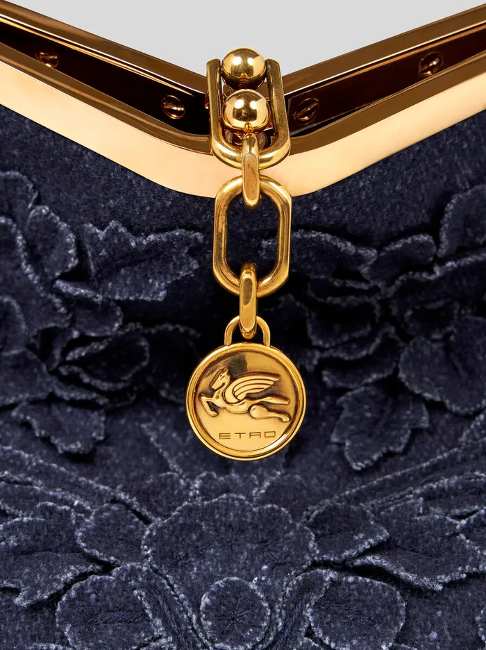 Women Etro Shoulder Bags Medium Wool Vela Bag Navy Blue Women Etro Shoulder Bags Medium Wool Vela Bag Navy Blue