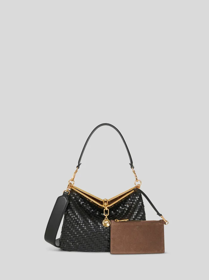 Women Etro Shoulder Bags Medium Woven Vela Bag Black Women Etro Shoulder Bags Medium Woven Vela Bag Black