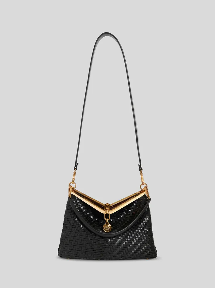 Women Etro Shoulder Bags Medium Woven Vela Bag Black Women Etro Shoulder Bags Medium Woven Vela Bag Black