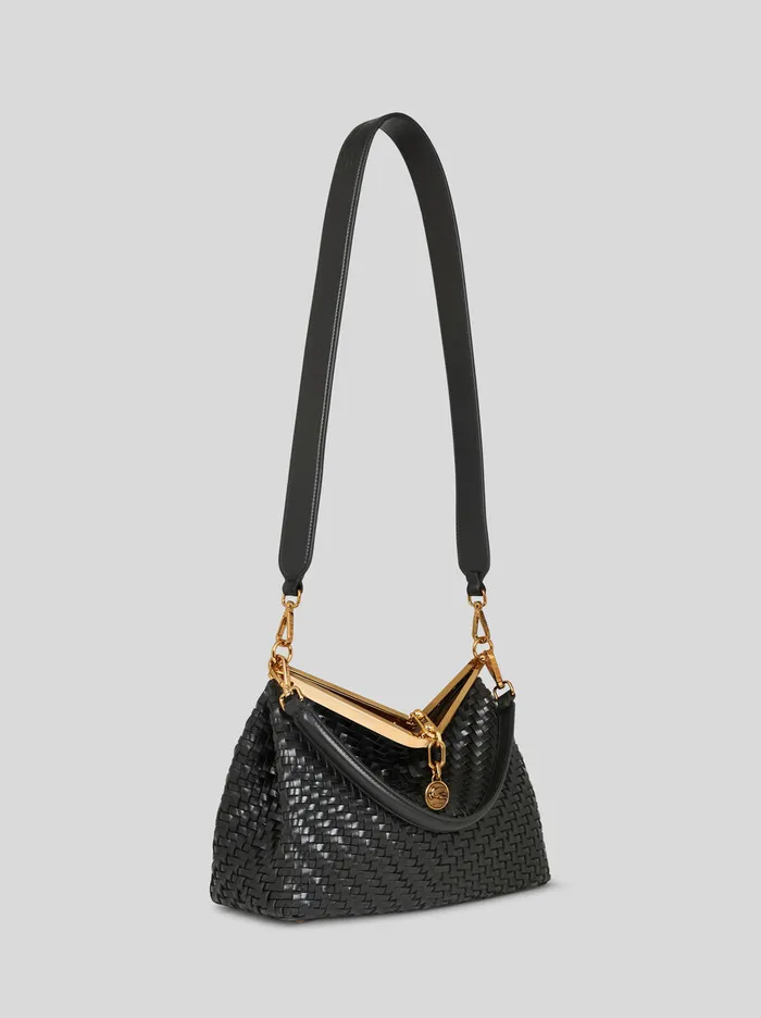 Women Etro Shoulder Bags Medium Woven Vela Bag Black Women Etro Shoulder Bags Medium Woven Vela Bag Black