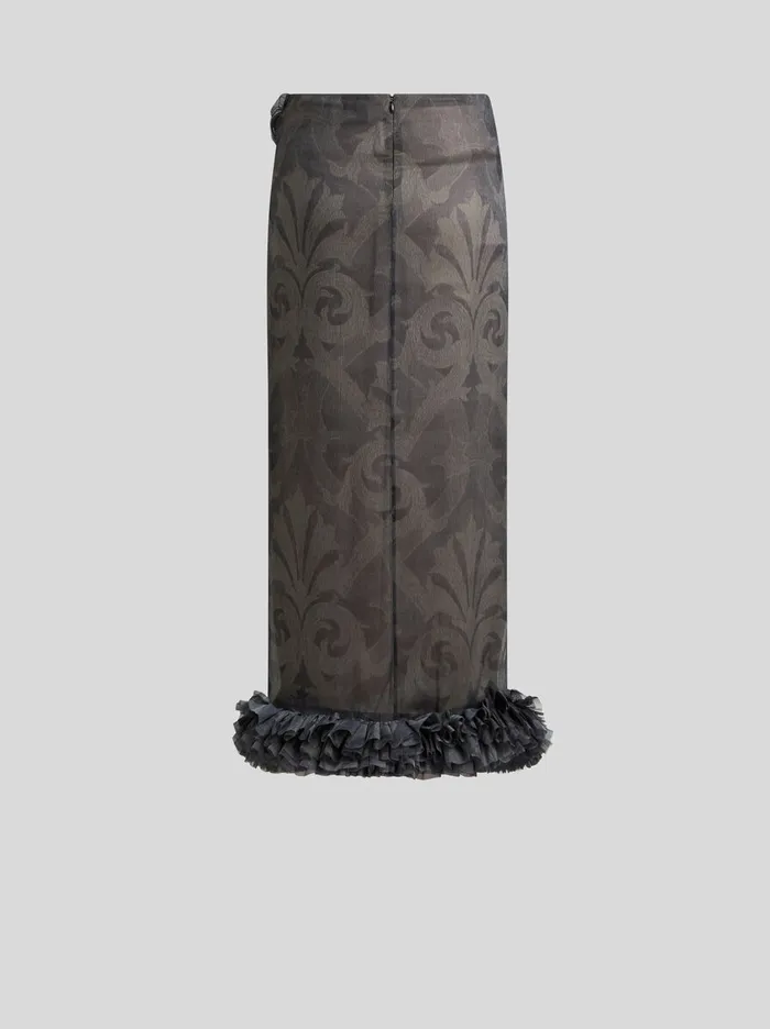 Women Etro Skirts Printed Silk Skirt With Ruching Grey Women Etro Skirts Printed Silk Skirt With Ruching Grey