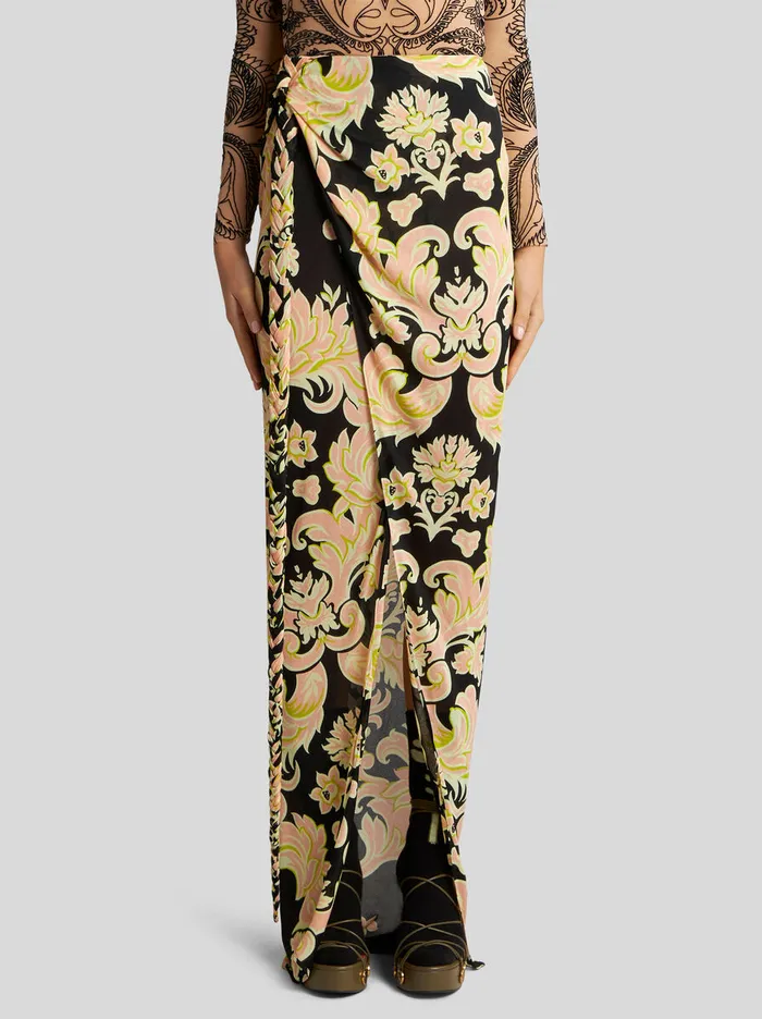Women Etro Skirts Sarong Skirt In Printed Jersey Black Women Etro Skirts Sarong Skirt In Printed Jersey Black