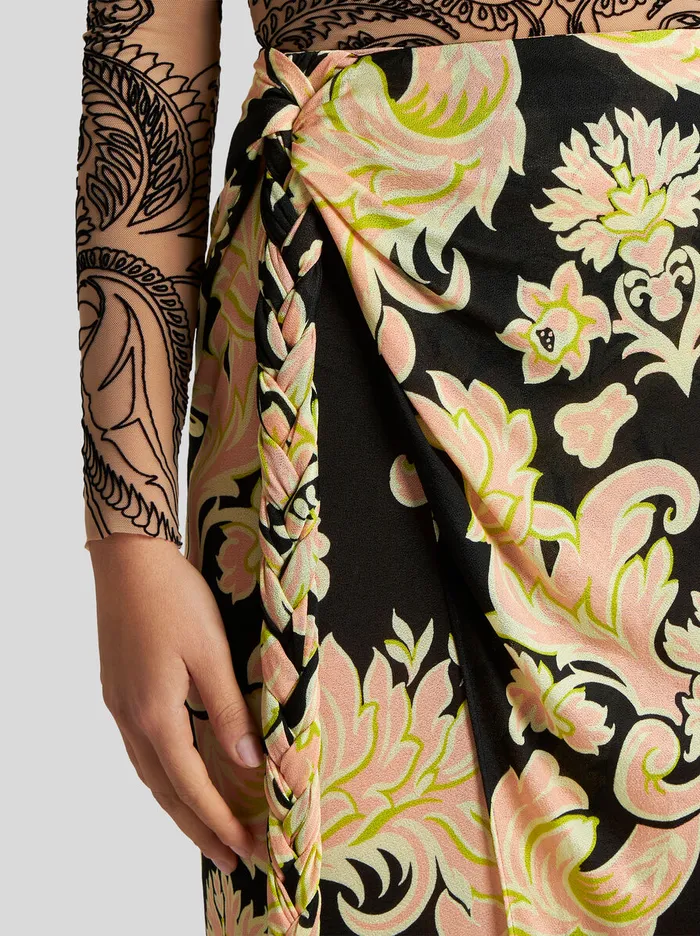 Women Etro Skirts Sarong Skirt In Printed Jersey Black Women Etro Skirts Sarong Skirt In Printed Jersey Black