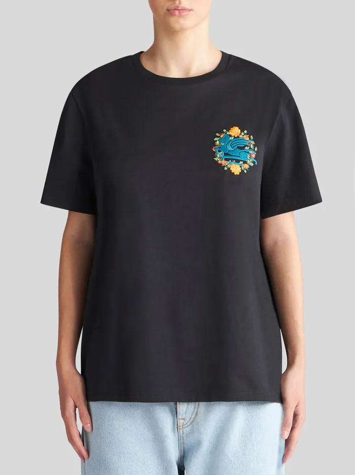 Women Etro Sweatshirts And TShirts TShirt With Embroidery Black Women Etro Sweatshirts And TShirts TShirt With Embroidery Black