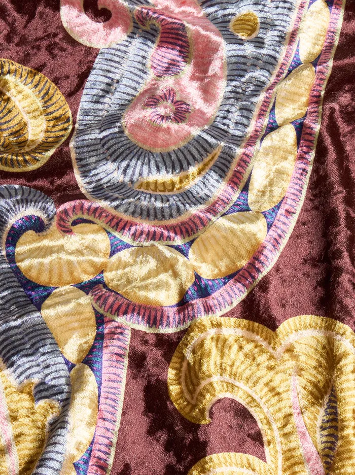 Women Etro Tops Printed Chenille Top Burgundy Women Etro Tops Printed Chenille Top Burgundy