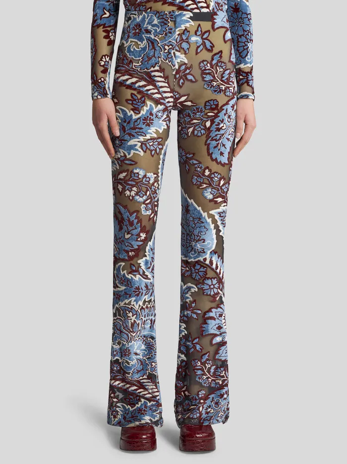 Women Etro Trousers Tulle And Jacquard Velvet Trousers Light Blue Women Etro Trousers Tulle And Jacquard Velvet Trousers Light Blue