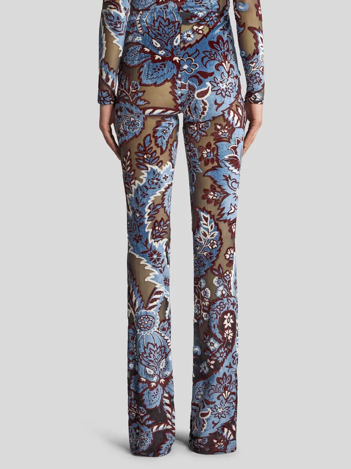 Women Etro Trousers Tulle And Jacquard Velvet Trousers Light Blue Women Etro Trousers Tulle And Jacquard Velvet Trousers Light Blue