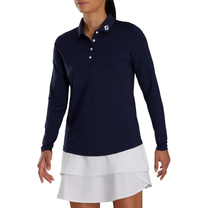 Women FootJoy Shirts Long Sleeve Sun Protection Shirt 8211 FJ Tour Collar Navy