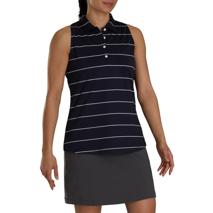 Women FootJoy Shirts Racerback Pinstripe Tank Navy White