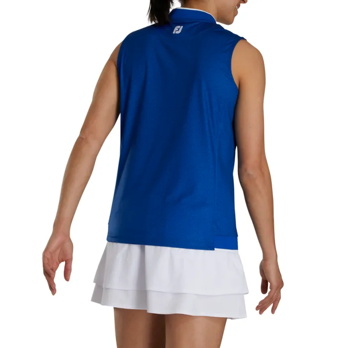 Women FootJoy Shirts Sleeveless QuarterZip Cobalt Women FootJoy Shirts Sleeveless QuarterZip Cobalt