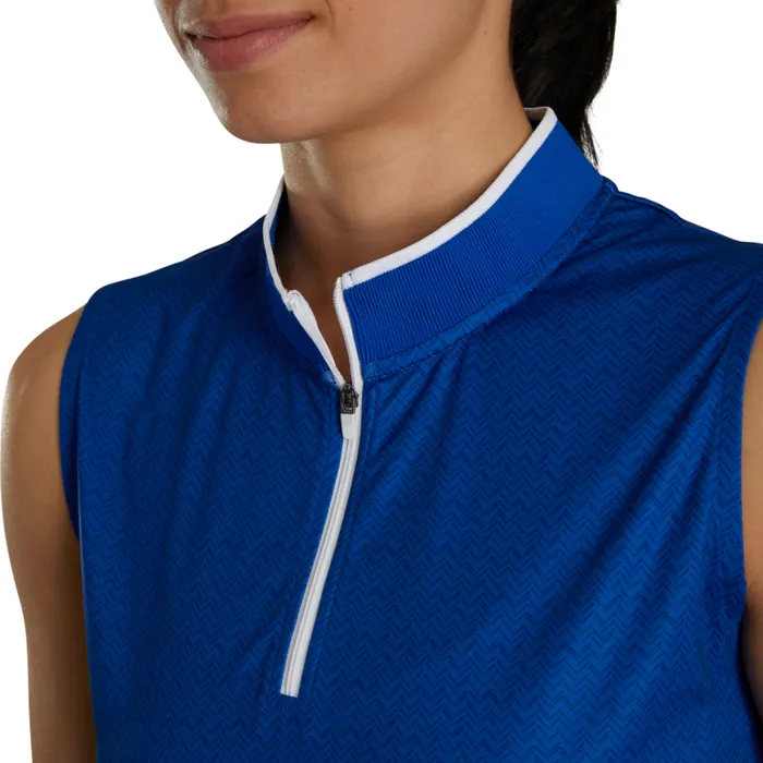 Women FootJoy Shirts Sleeveless QuarterZip Cobalt Women FootJoy Shirts Sleeveless QuarterZip Cobalt