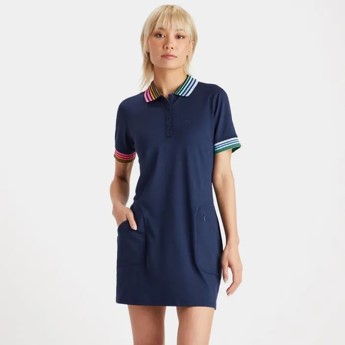 Women GFORE Blue Pleated Contrast Collar Piqu Dress Golf Skirts Women GFORE Blue Pleated Contrast Collar Piqu Dress Golf Skirts