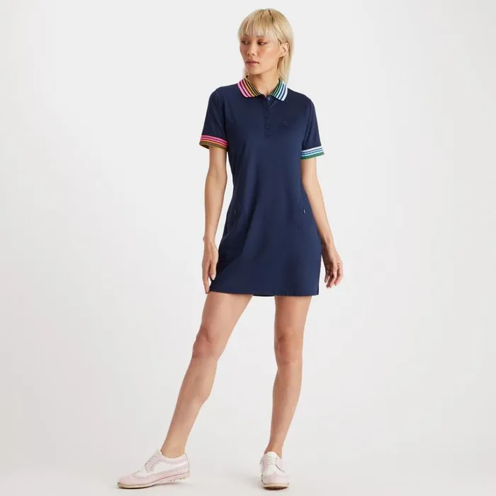 Women GFORE Blue Pleated Contrast Collar Piqu Dress Golf Skirts Women GFORE Blue Pleated Contrast Collar Piqu Dress Golf Skirts