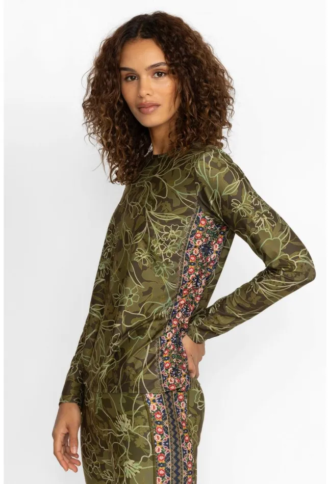 Women Hirz Camo Ruched Long Sleeve Top Hirz Johnny Was Active